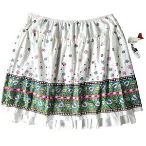 Studio 253 Boho Paisley Peasant Skirt XL | NWT Flowy Cotton Tiered Lined Midi